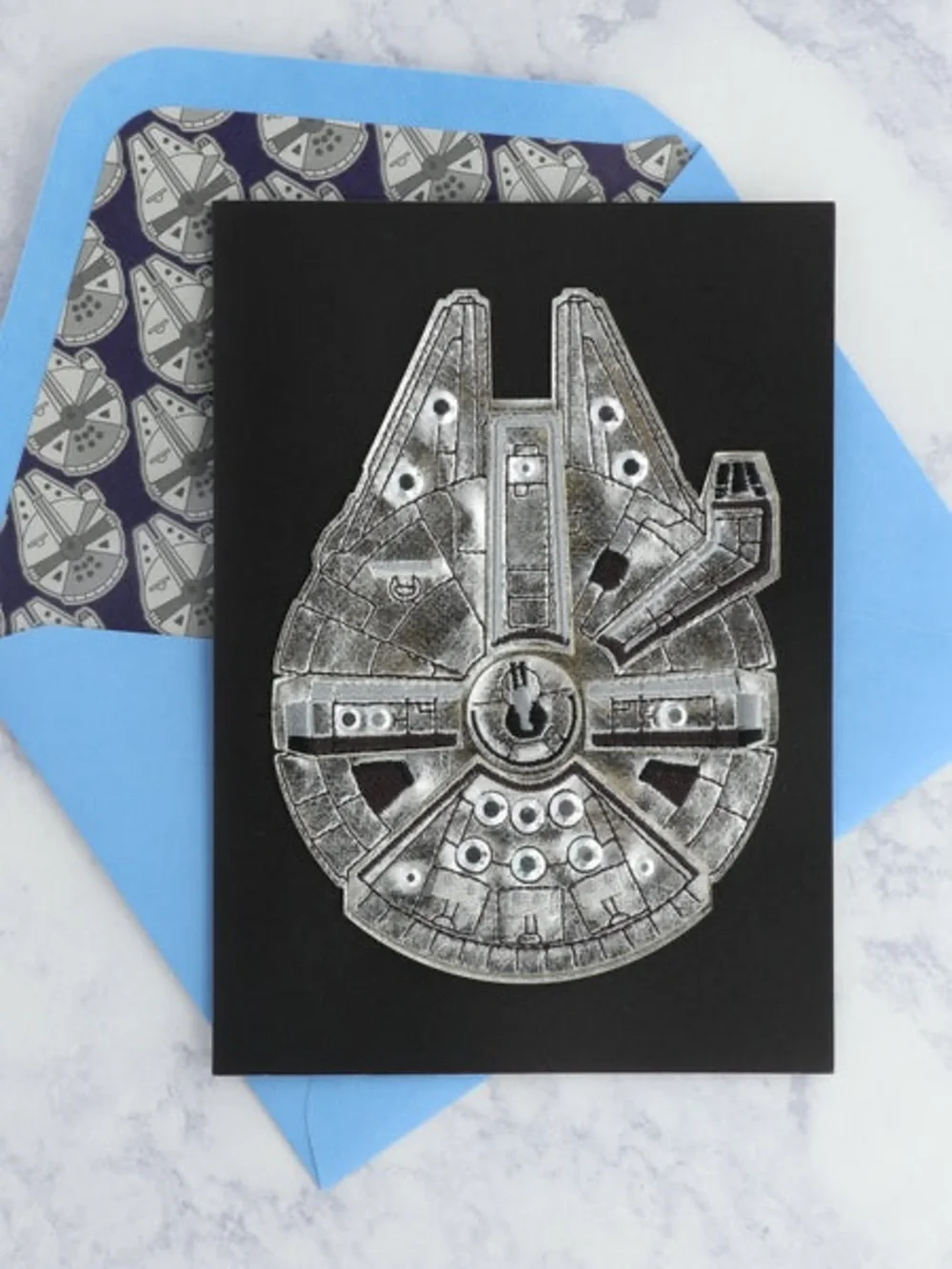 NEW PAPYRUS Leather Millennium Falcon Birthday Card Star Wars - copy